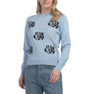 NANCY YANG Blue Floral Sweater